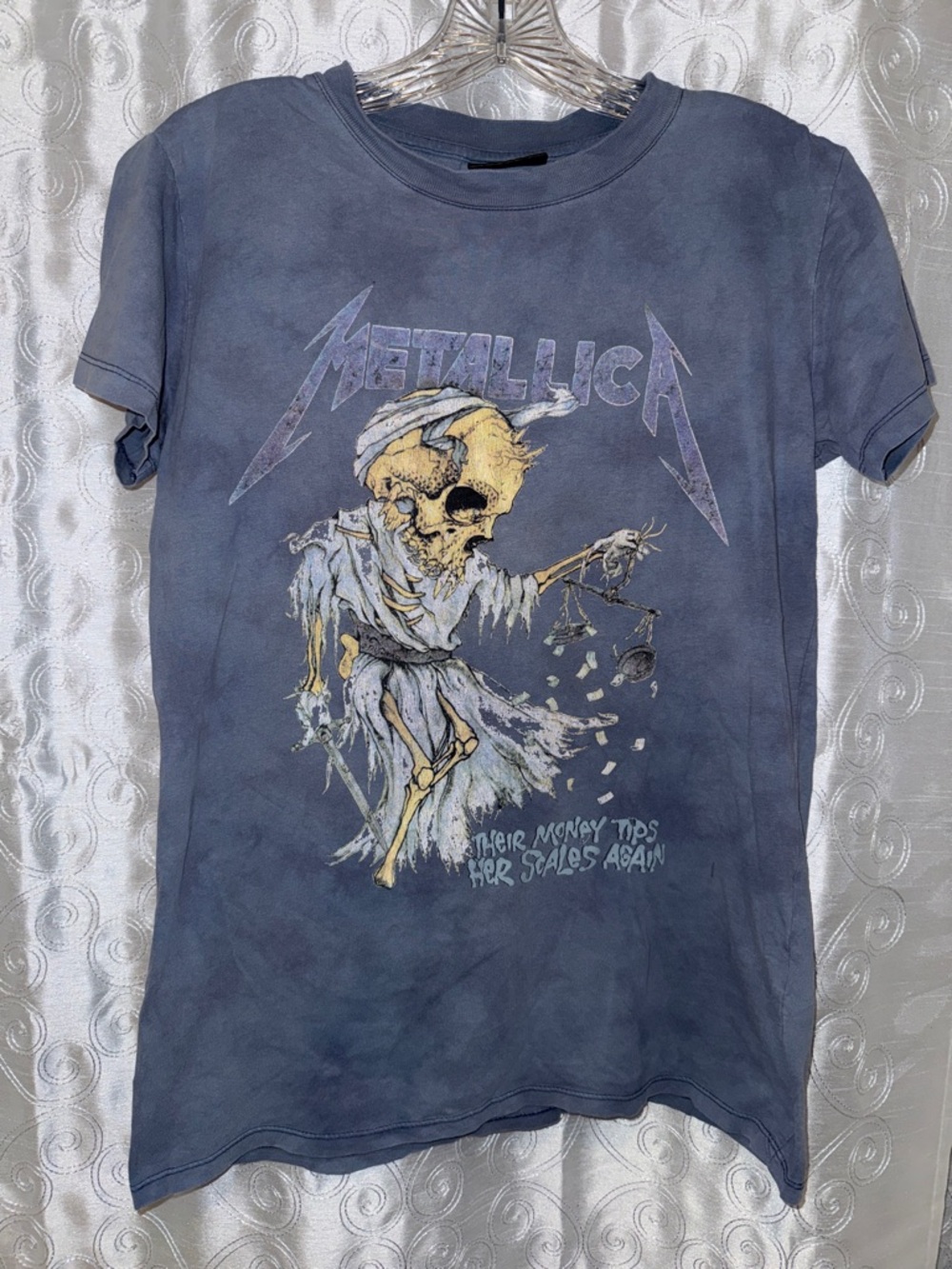Metallica “Their Money Tips Her Scales Again” Band Tee Women’s Size XS 🔥 P1